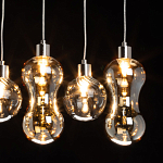 Люстра с 3-мя плафонами волнообразной формы цвета янтарь и 2-мя прозрачными шарообразными плафонами Lucid Rain  варинант исполнения - 5 | Loft Concept в Волгограде