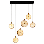 Подвесной светильник с плафонами из рельефного стекла Peony Glass Bronze Six варинант исполнения - 2 | Loft Concept в Волгограде