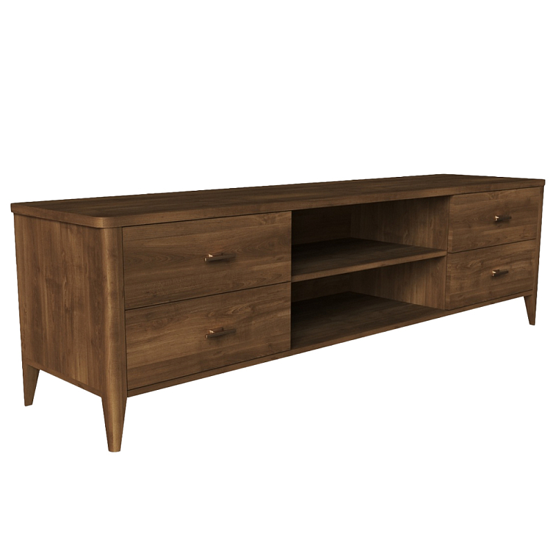 ТВ-тумба с 4-мя ящиками и полками из массива бука Tasteful Furniture Коричневый ТВ-тумба с 4-мя ящиками и полками из массива бука Tasteful Furniture Коричневый в Волгограде | Loft Concept