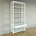 Стеллаж Elsa Dreams White со стеклянными полками и ящиком варинант исполнения - 3 | Loft Concept в Волгограде