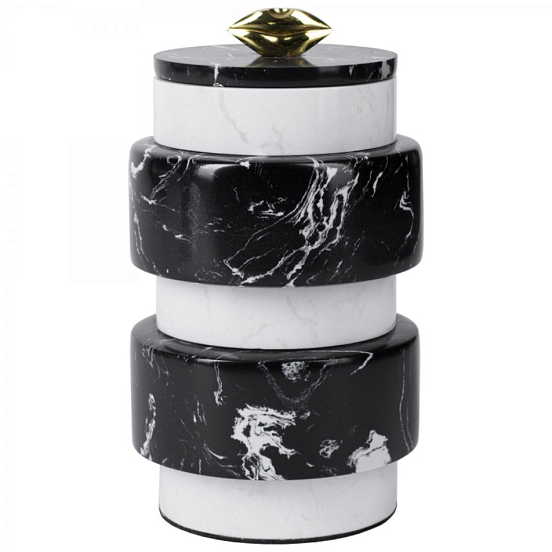 Kelly Wearstler LARGE MELANGE JAR Белый Черный Глянцевое золото Kelly Wearstler LARGE MELANGE JAR Белый Черный Глянцевое золото в Волгограде | Loft Concept