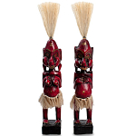 Комплект из 2-х деревянных статуэток Asmat Straw Headdress Statuettes Red варинант исполнения - 1 | Loft Concept в Волгограде