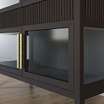 Витрина Primo со стеклянными фасадами и 2 ящиками Темный орех варинант исполнения - 3 | Loft Concept в Волгограде