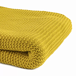 Плед из хлопка жемчужной вязки горчичного цвета Waffle Comfort варинант исполнения - 2 | Loft Concept в Волгограде