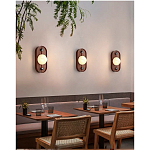 Настенный светильник овальный с деревянным основанием Wood Wall Lamp варинант исполнения - 1 | Loft Concept в Волгограде