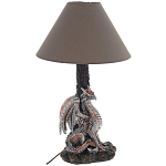 Настольная лампа с абажуром Дракон Silver Red Dragon Коричневый абажур варинант исполнения - 1 | Loft Concept в Волгограде
