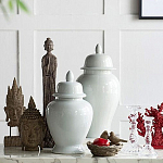 Ваза белая с крышкой однотонная Chinoiserie Ceramics варинант исполнения - 4 | Loft Concept в Волгограде