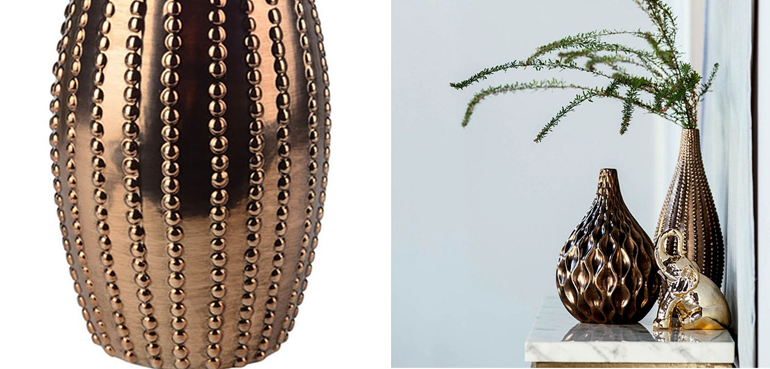 Ваза Ribbed Vase Narrow Throat bronze-gold 38 Ваза Ribbed Vase Narrow Throat bronze-gold 38 - Loft-Concept в Волгограде