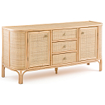 Длинный комод из ротанга с дверцами и ящиками Simone Rattan Chest of Drawers варинант исполнения - 2 | Loft Concept в Волгограде