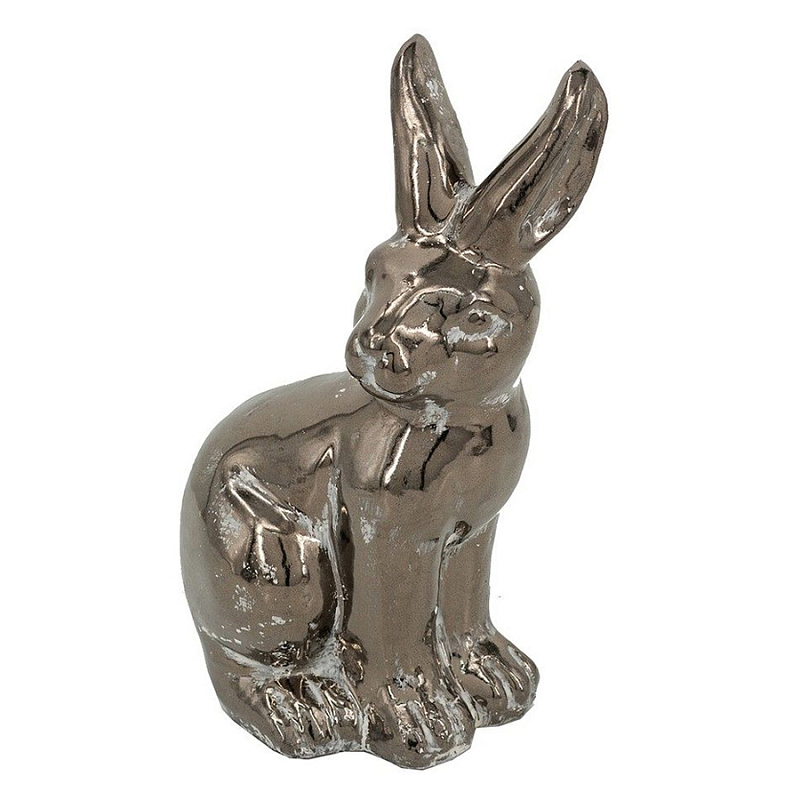 Статуэтка заяц из текстурированной терракоты и покрытый глянцевой краской под бронзу Rabbit Charm  Бронза в Волгограде | Loft Concept 