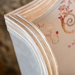 Двухместный диван из массива бука серый с растительным орнаментом Raffael Blue Grey Sofa варинант исполнения - 4 | Loft Concept в Волгограде