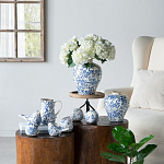 Ваза округлой формы с синим цветочным узором Blue & White Ornament  варинант исполнения - 4 | Loft Concept в Волгограде