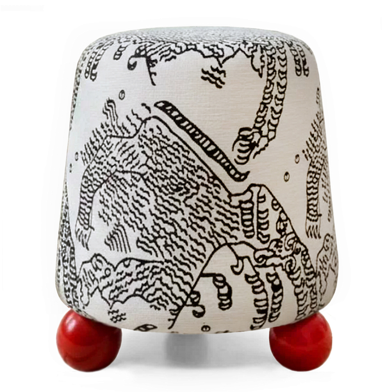 Пуф Wakonda Черно-Белый с красными ножками Белый Черный Красный в Волгограде | Loft Concept 