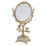 Зеркало с бронзовой подставкой в виде дерева и фарфоровыми птичками на голубом основании Eden Garden варинант исполнения - 1 | Loft Concept в Волгограде