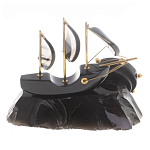 Часы настольные в виде парусника из натурального камня Обсидиан Sailboat Stone Clock варинант исполнения - 6 | Loft Concept в Волгограде