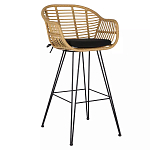 Стул барный с ротанговым плетением Half Bar Chair with Wicker с подлокотниками варинант исполнения - 2 | Loft Concept в Волгограде