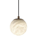 Подвесной светильник с шарообразным плафоном из белого алебастра Cryptocrystalline Stone варинант исполнения - 1 | Loft Concept в Волгограде