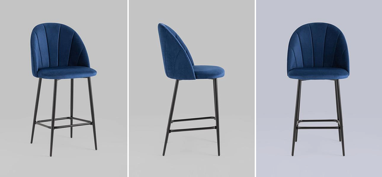 Барный Стул Balsari S Chair Синий Велюр Барный Стул Balsari S Chair Синий Велюр - Loft-Concept в Волгограде