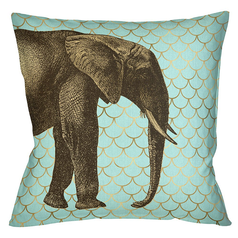 Подушка Safari light blue elephant Бирюзовый Глянцевое золото Подушка Safari light blue elephant Бирюзовый Глянцевое золото в Волгограде | Loft Concept