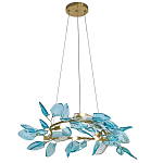Люстра светодиодная золотистом каркасе с синими стеклянными листьями Blue Light Wreath варинант исполнения - 1 | Loft Concept в Волгограде