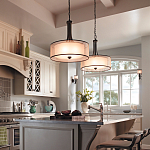 Люстра подвесная с двойным круглым плафоном из органзы и матового стекла Kichler варинант исполнения - 6 | Loft Concept в Волгограде