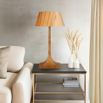 Настольная лампа со скошенным конусовидным абажуром и фигурной ножкой в цвете тик Accord Lighting варинант исполнения - 7 | Loft Concept в Волгограде