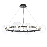 Люстра подвесная круглая с 12-ю прозрачными куполообразными плафонами и черным металлическим основанием Flos Wireline Lighting варинант исполнения - 1 | Loft Concept в Волгограде