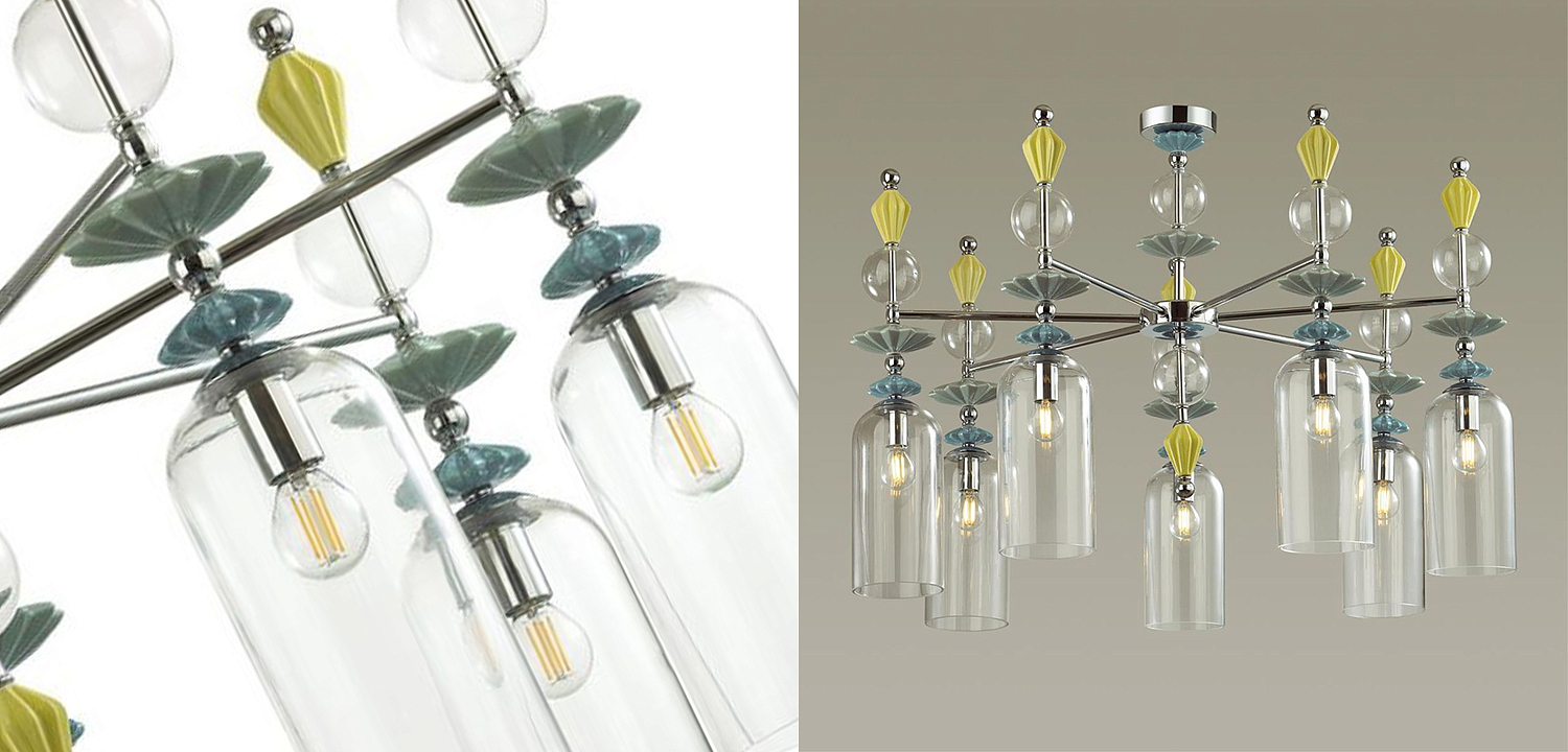 Люстра Iris Glass Chandelier candy 7 chrome Люстра Iris Glass Chandelier candy 7 chrome - Loft-Concept в Волгограде