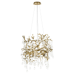 Подвесная люстра в виде ветвей деревьев золотого цвета с прозрачными подвесками-каплями 8 и 14 ламп Droplet Chandelier варинант исполнения - 2 | Loft Concept в Волгограде