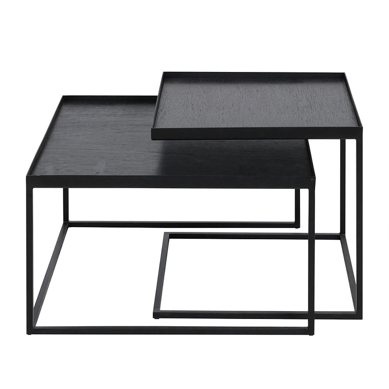 Комплект столиков с квадратными столешницами черные Black Table Combination Черный Комплект столиков с квадратными столешницами черные Black Table Combination Черный в Волгограде | Loft Concept