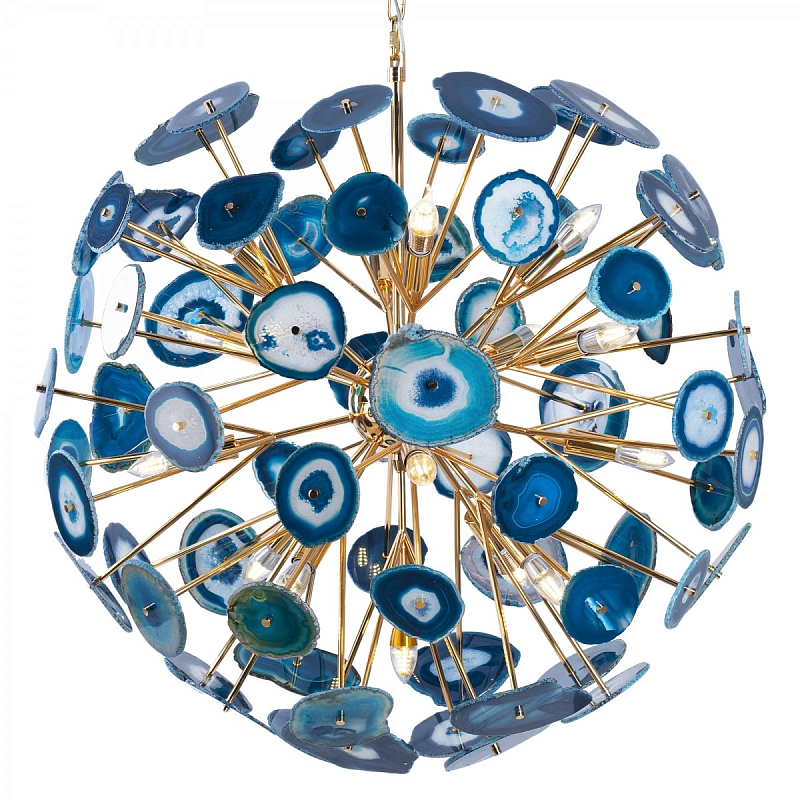 Люстра BRANQUINHO CHANDELIER AGATE blue Золотой Синий Люстра BRANQUINHO CHANDELIER AGATE blue Золотой Синий в Волгограде | Loft Concept