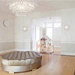 Люстра подвесная круглая с молочными стеклянными подвесками в форме капель Droplet Chandelier варинант исполнения - 4 | Loft Concept в Волгограде