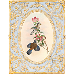 Декоративный постер с изображением птиц в раме с рельефным растительным узором Blooming Birds Poster варинант исполнения - 11 | Loft Concept в Волгограде