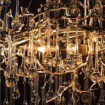 Подвесная люстра в виде ветвей деревьев золотого цвета с прозрачными подвесками-каплями 10 и 14 ламп Droplet Chandelier варинант исполнения - 6 | Loft Concept в Волгограде