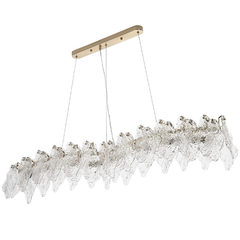 Линейная люстра с декором из текстурированного стекла Textured Glass Linear Chandelier 8 Прозрачное Стекло Золотой Линейная люстра с декором из текстурированного стекла Textured Glass Linear Chandelier 8 Прозрачное Стекло Золотой в Волгограде | Loft Concept