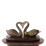 Часы настольные из натурального камня с декором в виде двух лебедей Swans Stone Clock варинант исполнения - 8 | Loft Concept в Волгограде