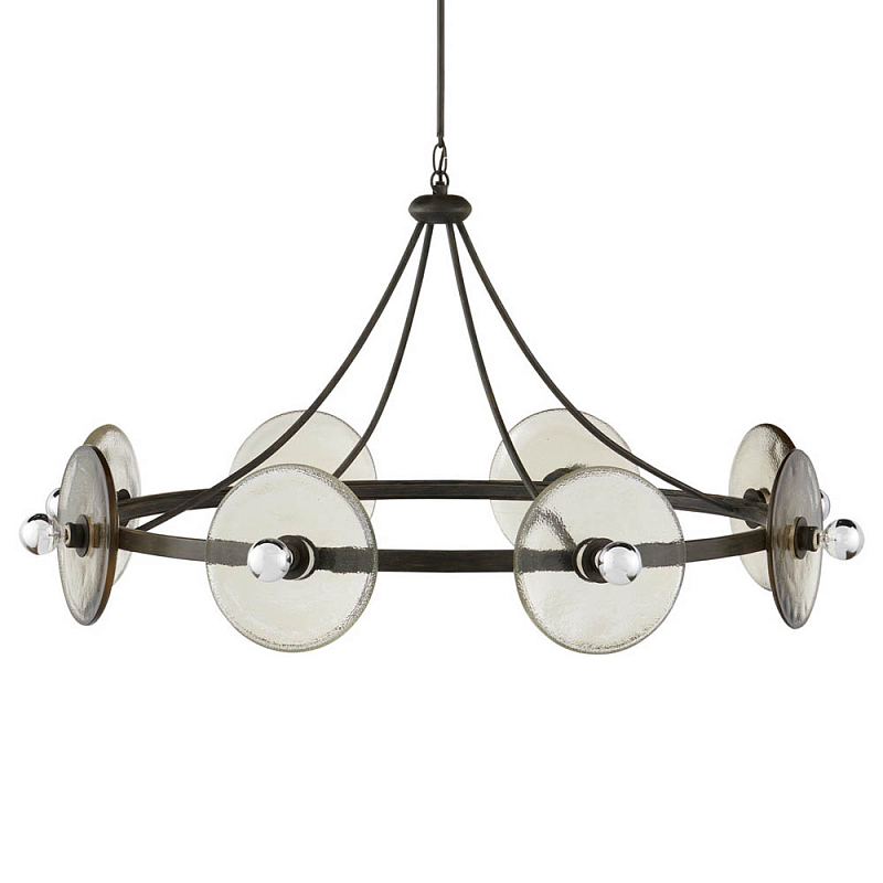 Люстра круглая с литыми стеклянными дисками Olympe Glass Chandelier Черный Прозрачное Стекло Люстра круглая с литыми стеклянными дисками Olympe Glass Chandelier Черный Прозрачное Стекло в Волгограде | Loft Concept