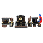 Настольный письменный набор с часами из природного камня обсидиана Peace Contract варинант исполнения - 1 | Loft Concept в Волгограде