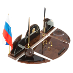 Настольный письменный набор с часами из природного камня обсидиана Oval Office варинант исполнения - 2 | Loft Concept в Волгограде