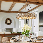 Люстра круглая с абажуром из устричных раковин Sea Ravens варинант исполнения - 4 | Loft Concept в Волгограде