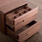 Прикроватный столик деревянный с 2-мя ящиками Moon Walnut Furniture варинант исполнения - 5 | Loft Concept в Волгограде