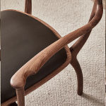 Стул деревянный с мягким сиденьем из коричневой натуральной кожи Moon Walnut Furniture варинант исполнения - 7 | Loft Concept в Волгограде