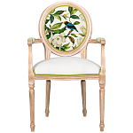 Стул с подлокотниками золотистый из бука с изображением птиц и цветов Blooming Birds варинант исполнения - 1 | Loft Concept в Волгограде
