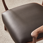 Стул деревянный с мягким сиденьем из коричневой натуральной кожи Moon Walnut Furniture варинант исполнения - 9 | Loft Concept в Волгограде