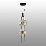 Подвесной светильник с черным основанием и золотистым декором Bruno Duo варинант исполнения - 4 | Loft Concept в Волгограде