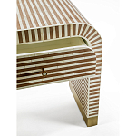 Тумбочка прикроватная с ящиком Tofino Stripes Bone Inlay Bedside Beige варинант исполнения - 3 | Loft Concept в Волгограде