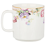 Кружка из фарфора белая с цветочным принтом 400 мл Flower Porcelain Collection варинант исполнения - 1 | Loft Concept в Волгограде