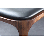 Стул деревянный с мягким сиденьем из черной натуральной кожи Moon Walnut Furniture варинант исполнения - 9 | Loft Concept в Волгограде