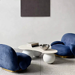 Дизайнерский журнальный стол с изогнутой столешницей на круглых ножках Rigilyr варинант исполнения - 3 | Loft Concept в Волгограде