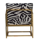 Кресло с металлическим золотистым каркасом и мягкой обивкой с чёрно-белым принтом зебры Wild animals варинант исполнения - 3 | Loft Concept в Волгограде